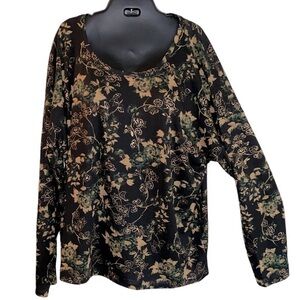 COPY - Derby green floral & foil plus size top in 22w 24w